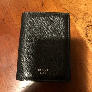 Celine Leather Card Holder Wallet 1x Fold
